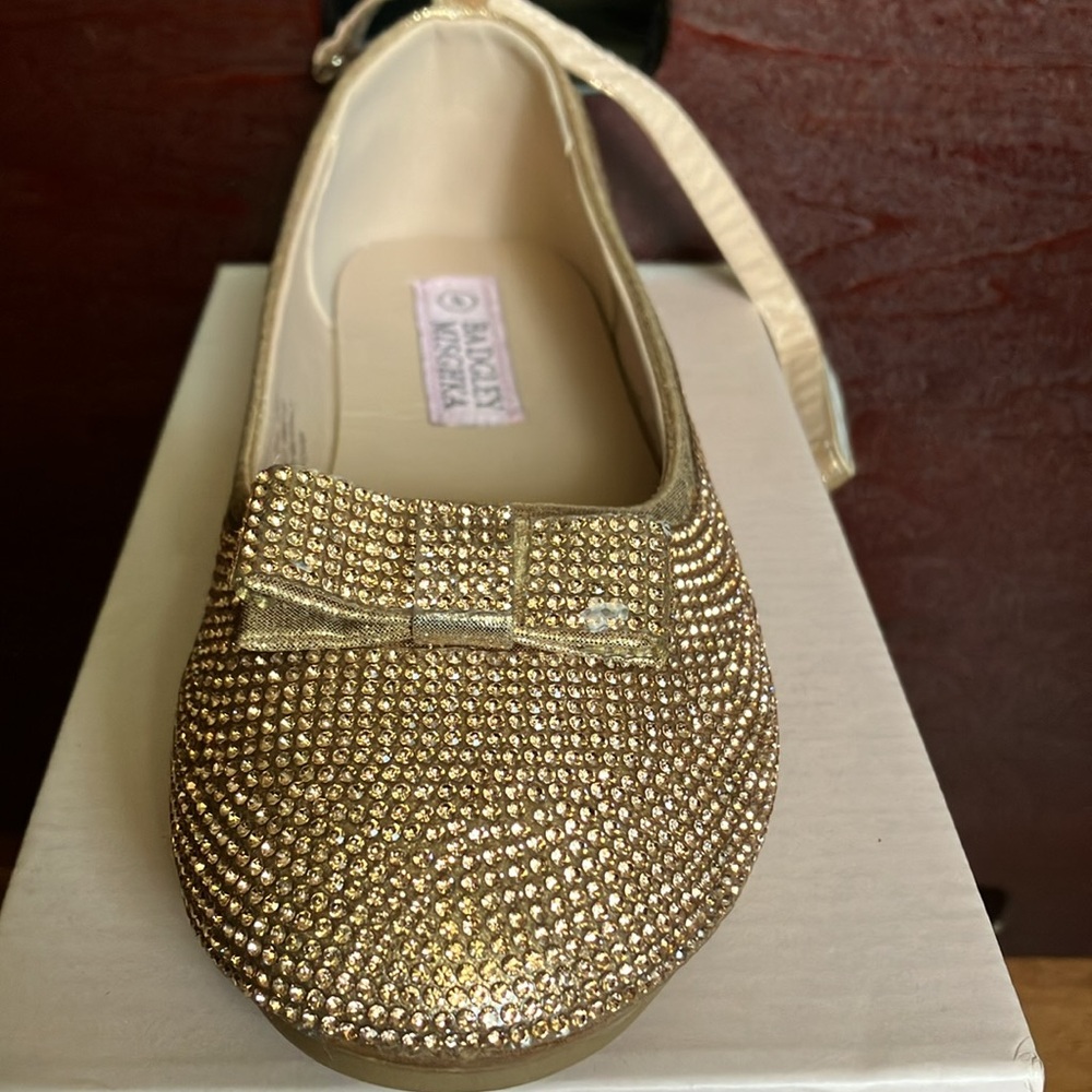 Badgley Mischka girls low heel rose gold glitter ballerina - Picture 2 of 6